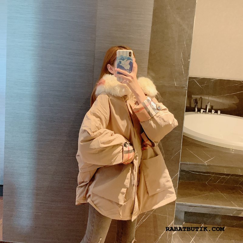 Dunjakker Dame Rabat Ny 2019 Mode Trend Tykke Lyserød Hvid
