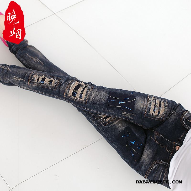 Jeans Dame Butik Med Huller Forår Kvinder 2019 Cowboybukser Jeans Sort