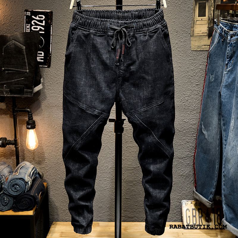 Jeans Herre Billige Mænd Stramme Brede Stor Fede Camouflage Sort