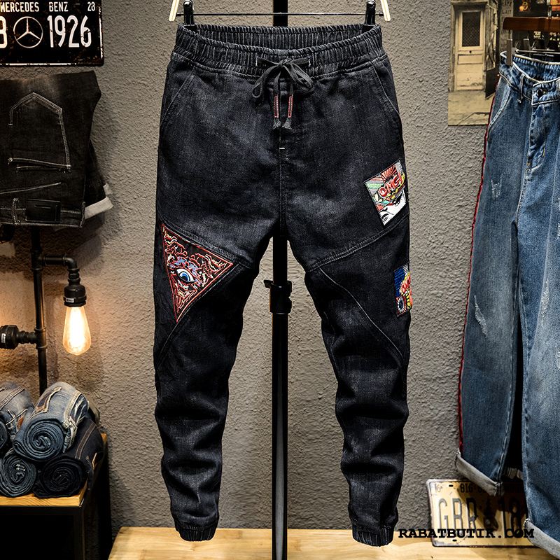 Jeans Herre Billige Mænd Stramme Brede Stor Fede Camouflage Sort