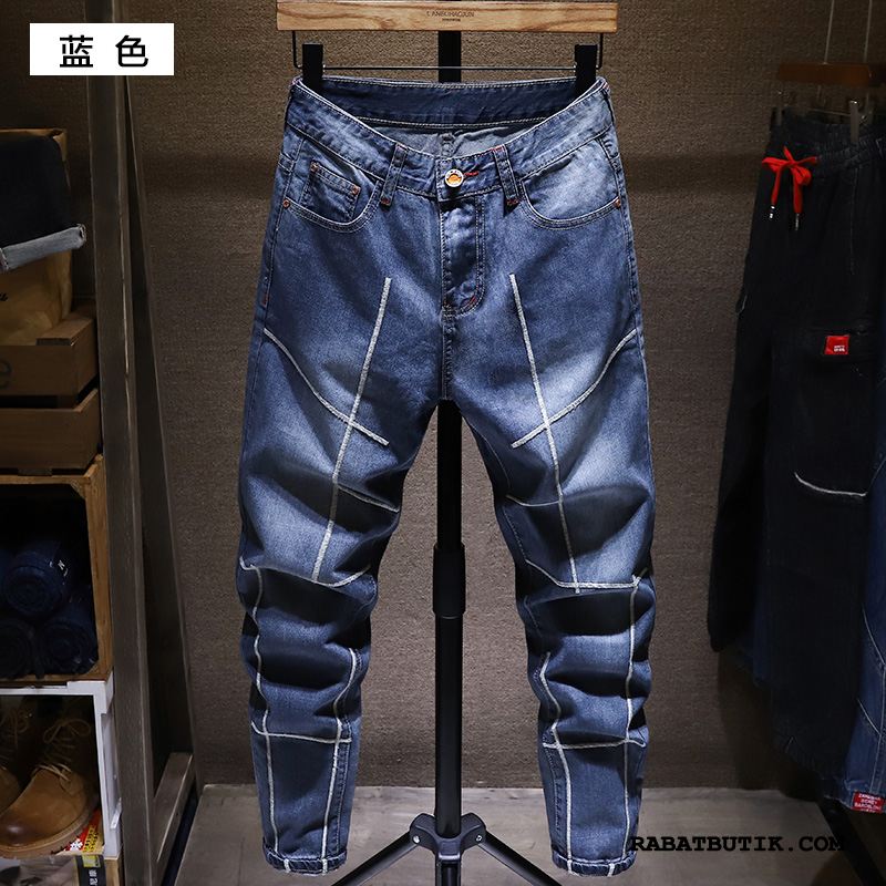 Jeans Herre Tilbud Mænd Slim Fit Brede Sommer Trendy Blå