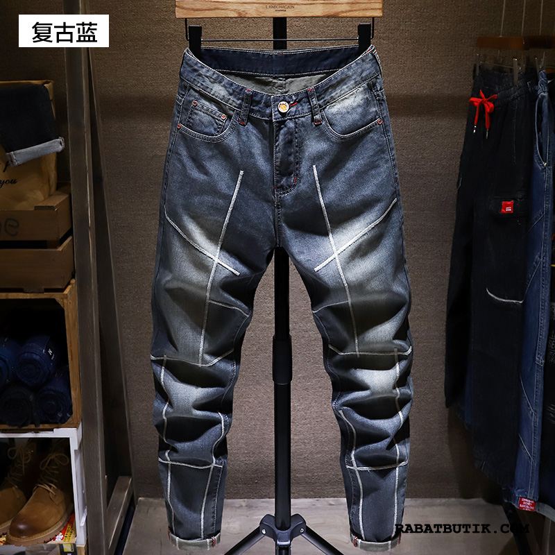 Jeans Herre Tilbud Mænd Slim Fit Brede Sommer Trendy Blå