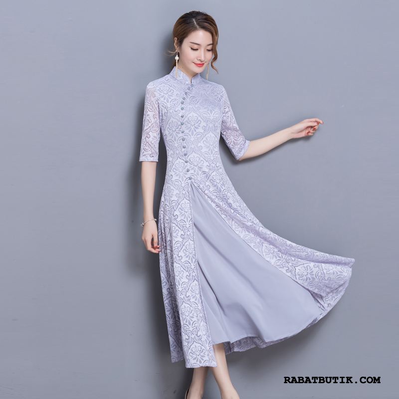 Kjoler Dame Salg Cheongsam Store Størrelser 2019 Lange Kinesisk Stil Hvid