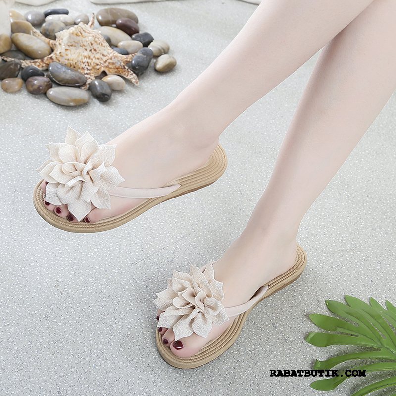 Klipklappere Dame Billige Blomst Alt Matcher Flade Sommer Casual Fritids Beige