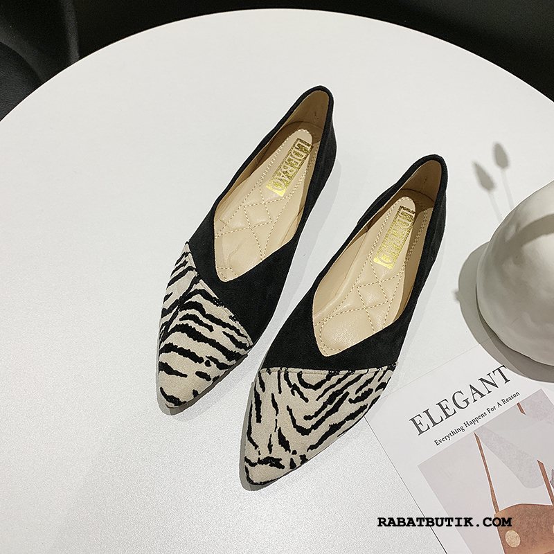 Mokassiner Dame Billig Flade Slip On Alt Matcher Leopard Spidst Rød Sort