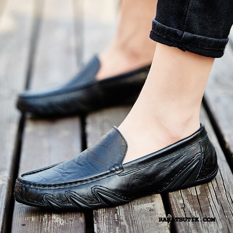 Mokassiner Herre Billige Casual Fritids 2019 Trend Mokkasin Slip On Blå