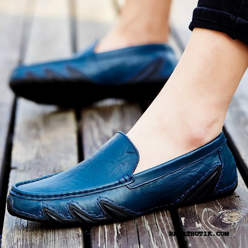 Mokassiner Herre Billige Casual Fritids 2019 Trend Mokkasin Slip On Blå