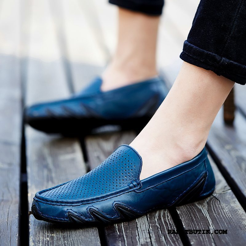 Mokassiner Herre Billige Casual Fritids 2019 Trend Mokkasin Slip On Blå