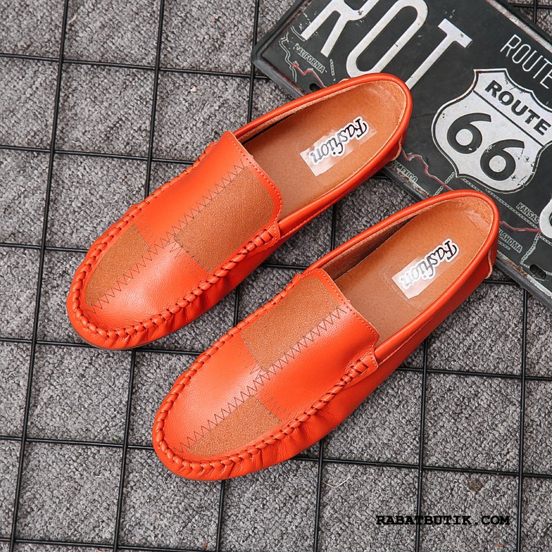 Mokassiner Herre Billige Mænd Slip On Af Personlighed Trend Forår Cyan Orange Orange