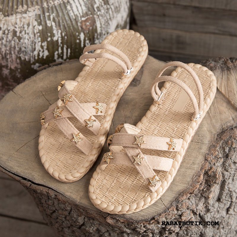 Sandaler Dame Billige 2019 Trend Sommer Kvinder Flade Hvid Beige