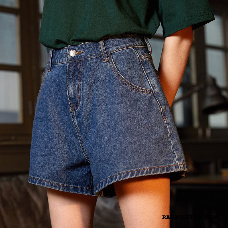 Shorts Dame Køb Denim Høj Talje Trend Ny 2019 Blå