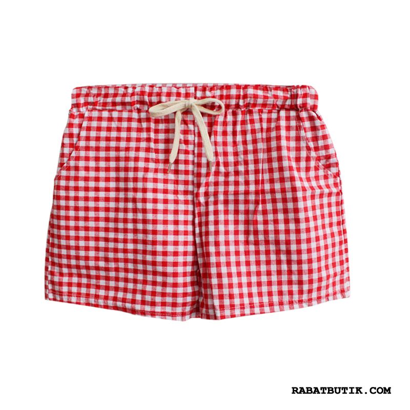 Shorts Dame Rabat Studerende Ternede Fedt Brede Elastisk Sort