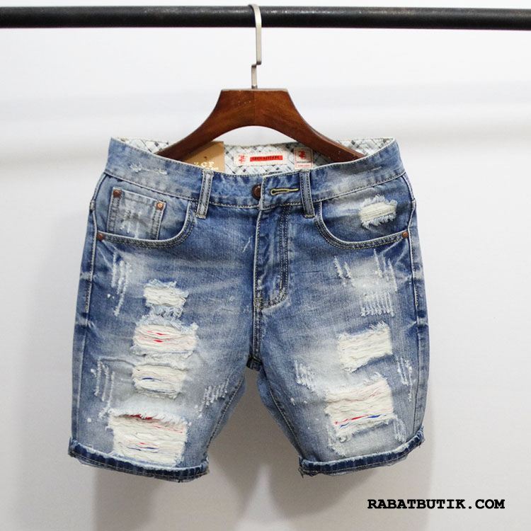 Shorts Herre Billig Sommer Mænd Denim Trend Ny Lyseblå