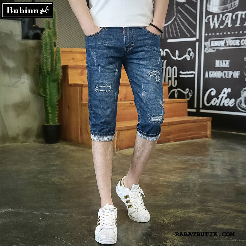 Shorts Herre Billige Bukser Fritids Trend Slim Fit Denim Lyseblå Blå