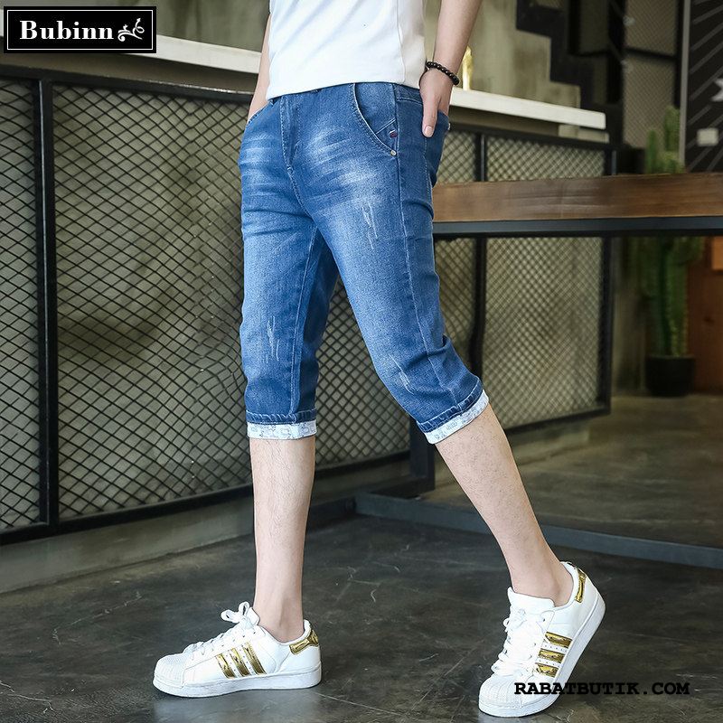 Shorts Herre Billige Bukser Fritids Trend Slim Fit Denim Lyseblå Blå