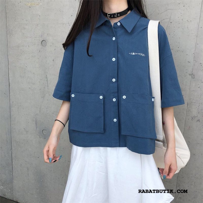 Skjorter Dame Tilbud Brede Japansk Kvinder Kortærmet Skjorte Lille Sektion Ren Hvid