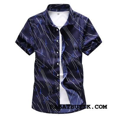 Skjorter Herre Køb Business Fede Mode Uregelmæssig Splejsning Himmelblå Blandede Farver
