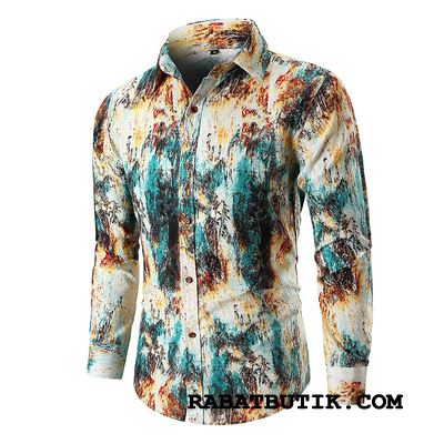 Skjorter Herre Rabat Tryk Trend Personlighed Mode Blomster Sand Blå