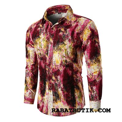 Skjorter Herre Rabat Tryk Trend Personlighed Mode Blomster Sand Blå