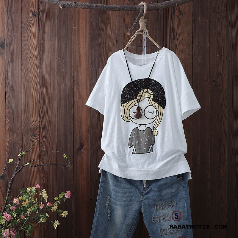 T-shirts Dame Online Med Huller Kunst Ny Jakke Tryk Lilla