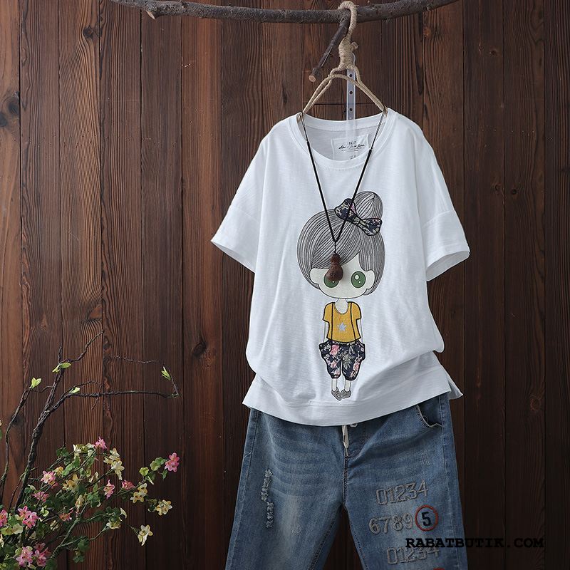 T-shirts Dame Online Med Huller Kunst Ny Jakke Tryk Lilla