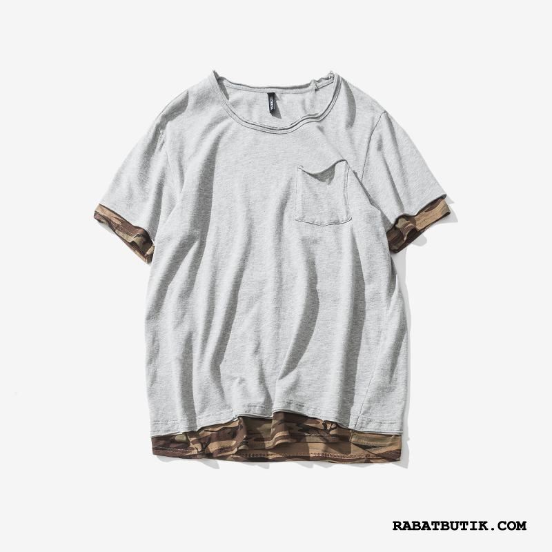 T-shirts Herre Køb Kort Ærme Rund Hals Bomuld Sommer Mænd Camouflage Orange Abrikosfarve