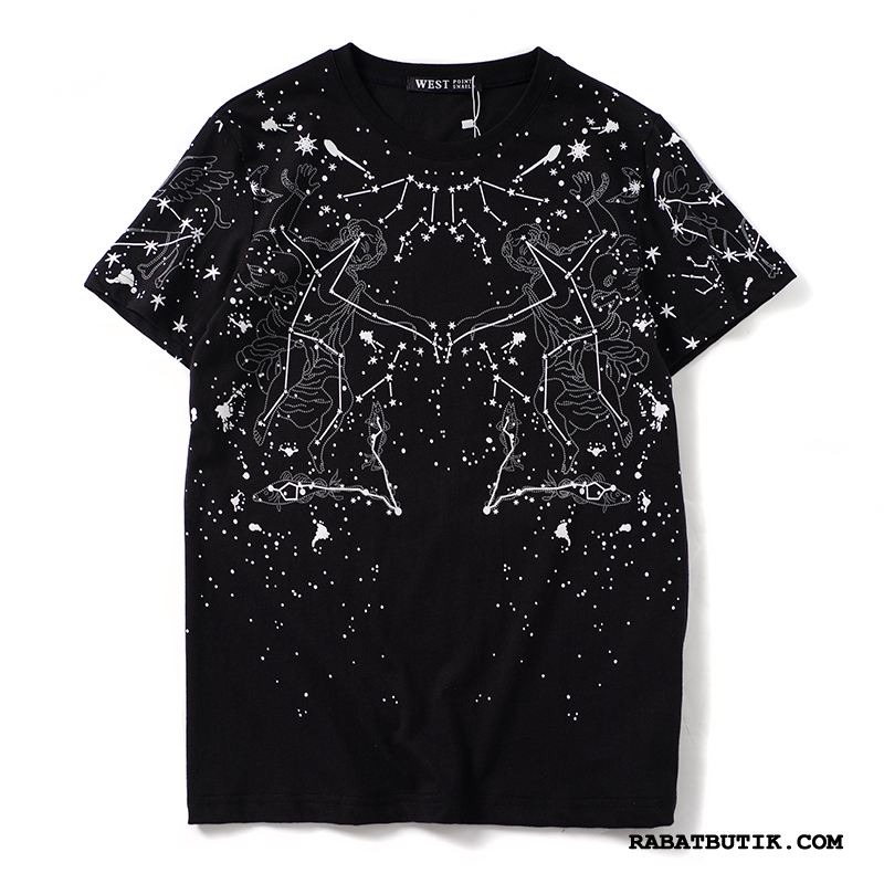 T-shirts Herre Rabat Trend Tryk Brede Stjerneklar Himmel Sommer Hvid