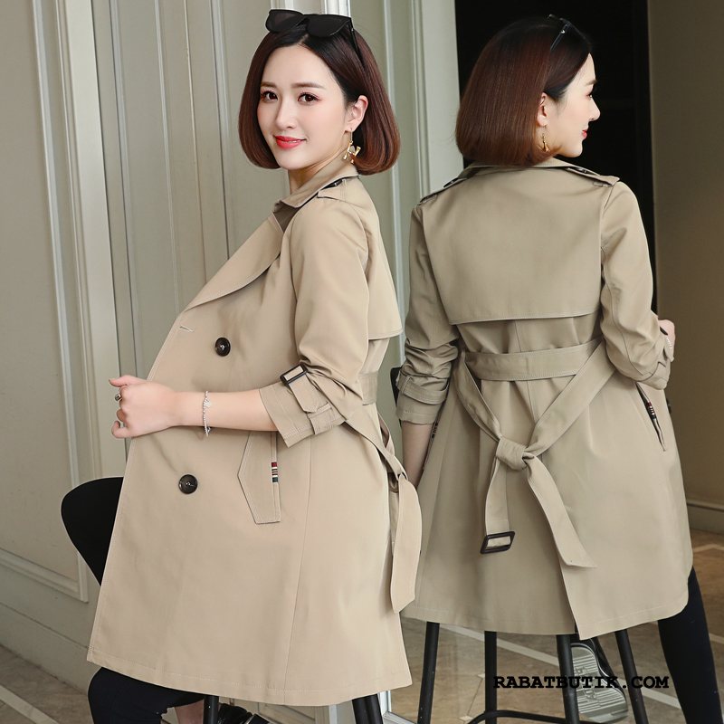 Trenchcoat Dame Billige Komfortable Ny Elegante Tynde Frakke Khaki