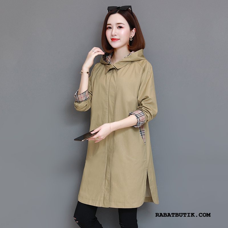 Trenchcoat Dame Salg Frakke 2019 Slim Fit Kvinder Lange Ren Khaki