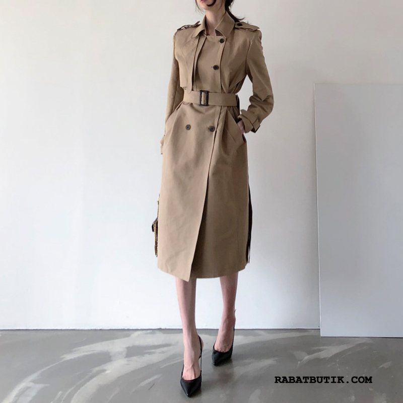 Trenchcoat Dame Salg Kvinder 2019 Populær Ny Slim Fit Khaki