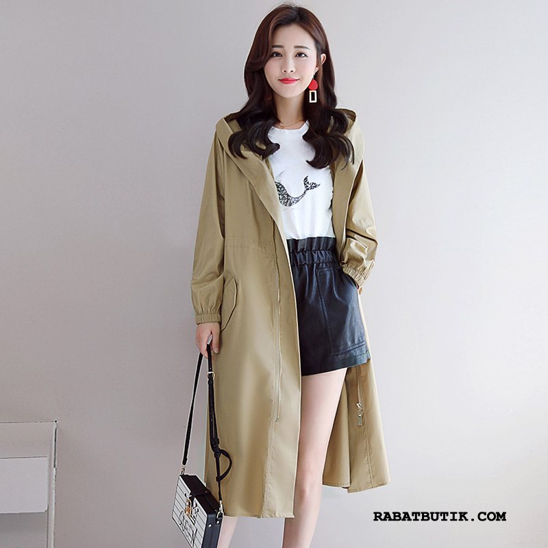 Trenchcoat Dame Tilbud Stor High End 2019 Kvinder Tynde Khaki