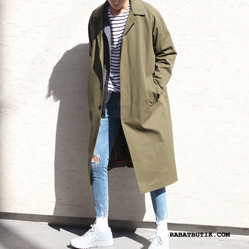 Trenchcoat Herre Udsalg Brede Britisk Frakke Trend Lange Khaki