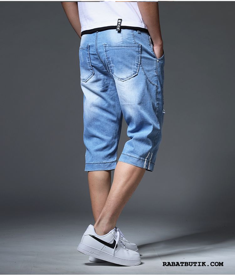 modstand Ren og skær dråbe Shorts Herre Salg Brede Sommer Store Størrelser Tynde Denim Sort Grå