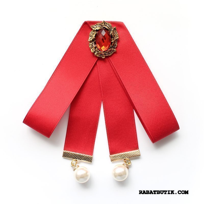 Butterfly Dame Billige Collar Blomst Steward Skjorte Dekoration Kvinder Rød Sølv