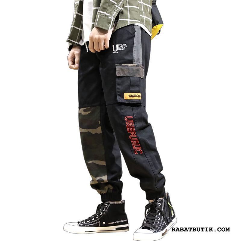 Cargo Bukser Herre Billige Casual Bukser Stramme Trend Hip-hop Trendy Camouflage Sort