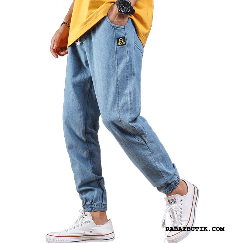 Jeans Herre Online Brede Trend Tynde Stramme Bukser Blå