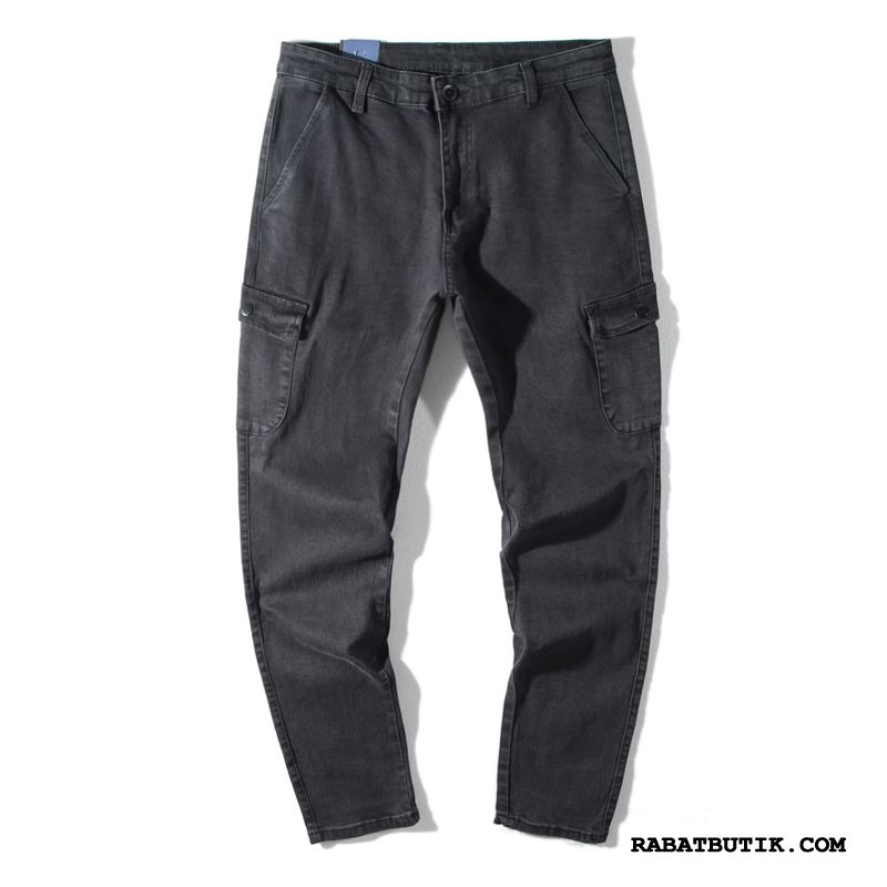 Jeans Herre Online Vinter Slim Fit Lige Cargo Bukser Sort