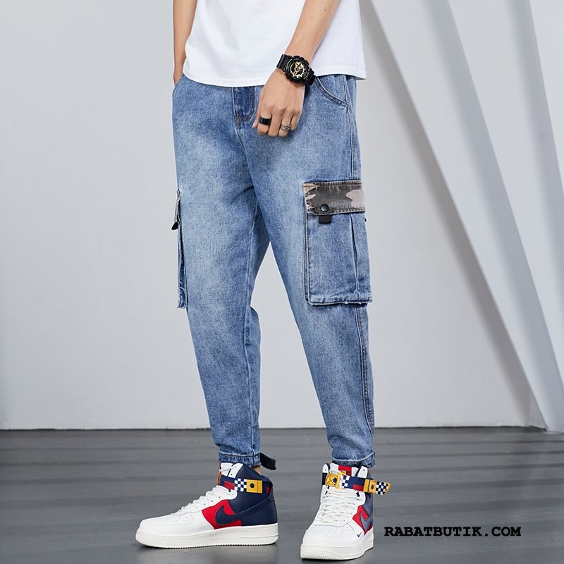 Jeans Herre Tilbud Tynde Cowboybukser Ny Trend Casual Bukser Blå