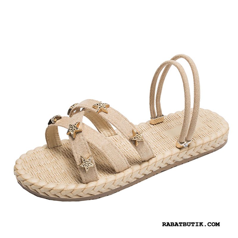 Sandaler Dame Billige 2019 Trend Sommer Kvinder Flade Hvid Beige