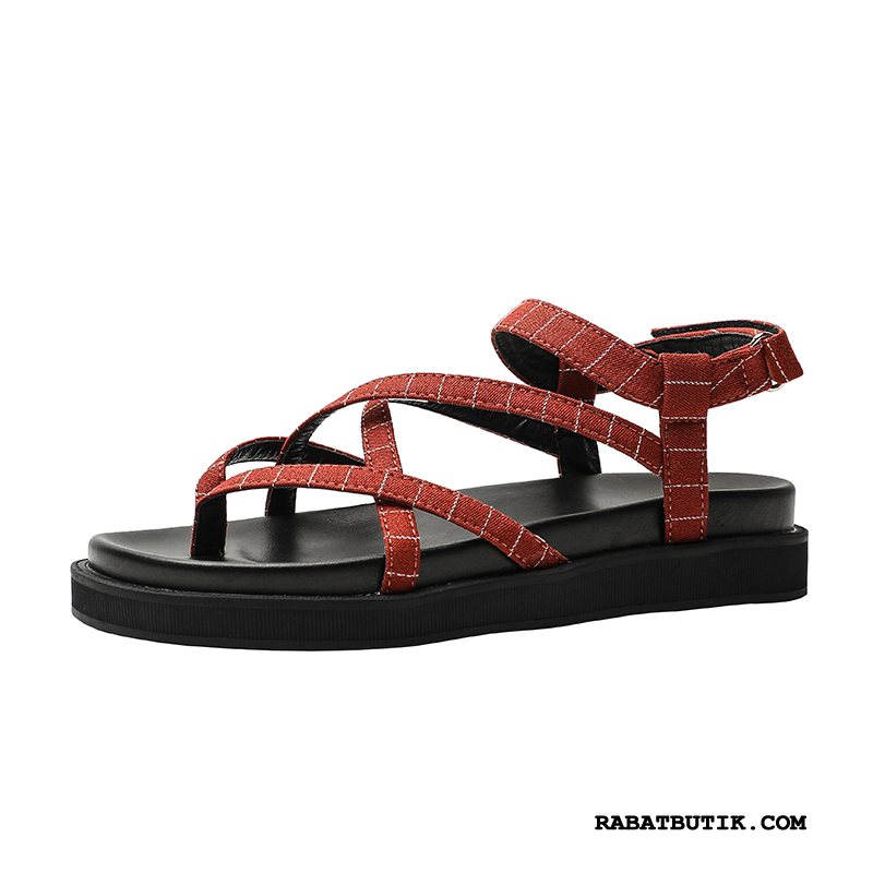 Sandaler Dame På Udsalg Sommer 2019 Trend Velcro Casual Fritids Rød