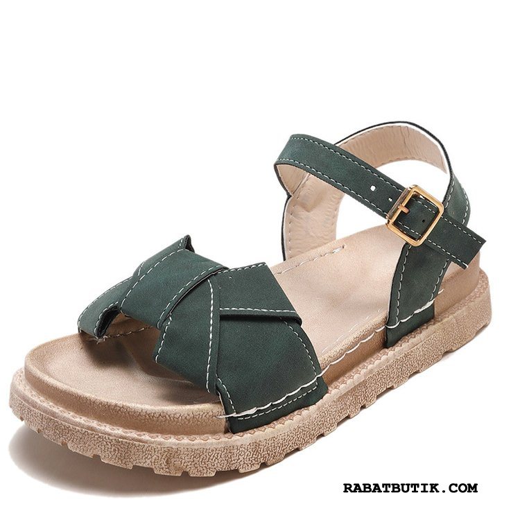 Sandaler Dame Udsalg Vintage Simple Rom Platform Sommer Sand Grøn