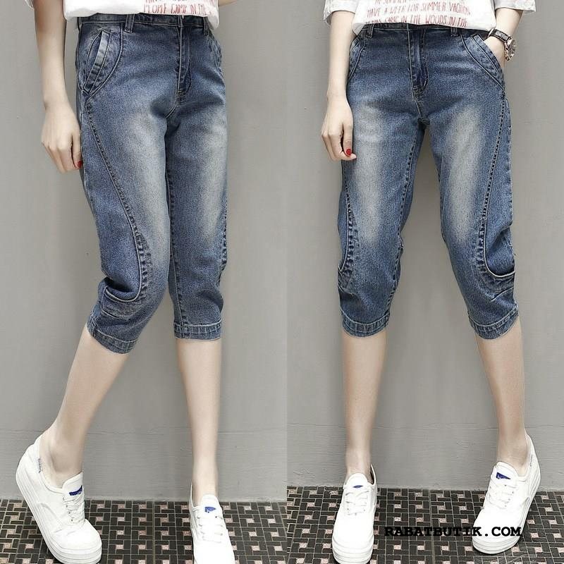 Shorts Dame Butik Denim Capri Bukser Store Størrelser Fede Mode Blå