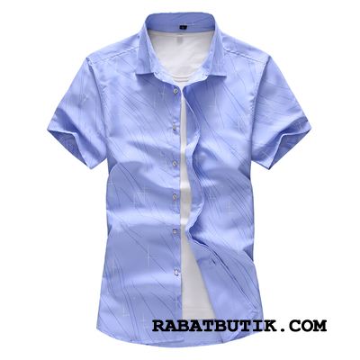 Skjorter Herre Køb Business Fede Mode Uregelmæssig Splejsning Himmelblå Blandede Farver