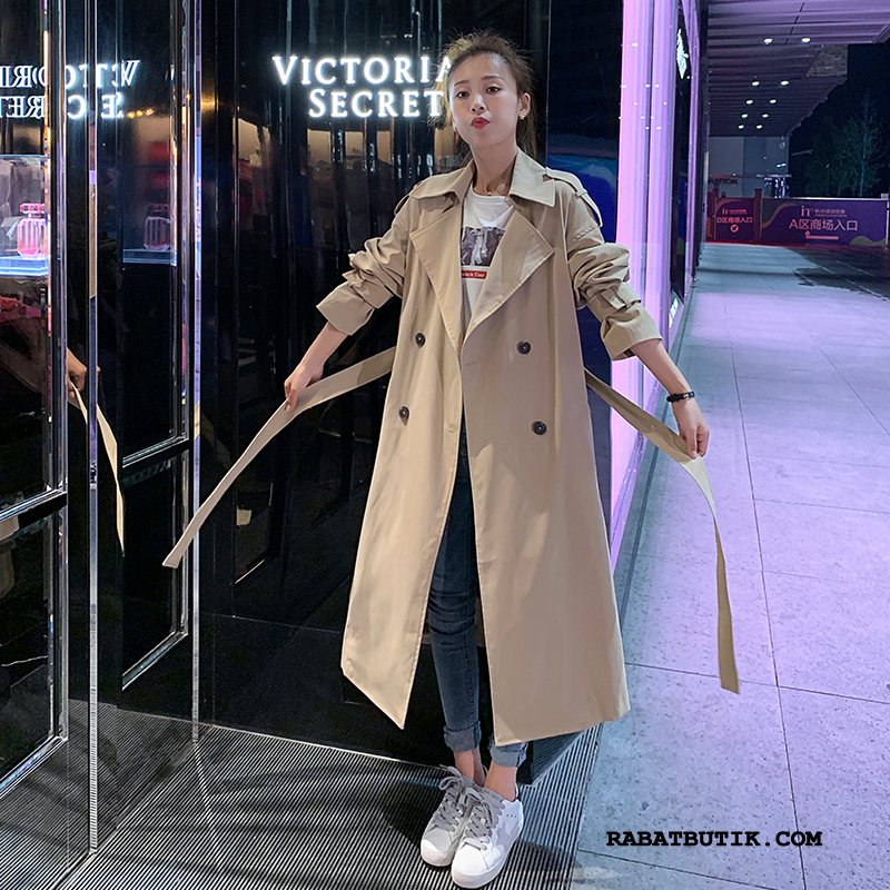 Trenchcoat Dame Billig Ny 2019 Kvinder Lange Khaki