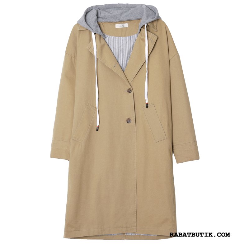 Trenchcoat Dame Udsalg Slim Fit Elegante Lange Efterår Mode Abrikosfarve