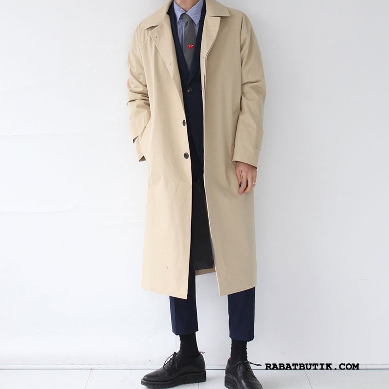 Trenchcoat Herre Udsalg Brede Britisk Frakke Trend Lange Khaki